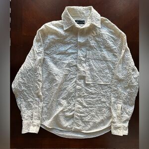Zara Women’s White Striped Button Down Shirt   wrinkled fabric
